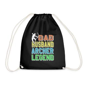 Dad Husband Archer Legend Retro Archery Hunting - Drawstring Bag - black - Front