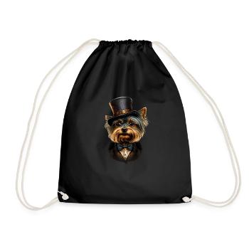 Dog Yorkshire Terrier dog motif - Drawstring Bag - black - Front
