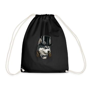 Dog Siberian Husky Dog motif - Drawstring Bag - black - Front