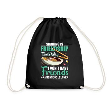 Sharing is friendship - ramen noodle - Drawstring Bag - black - Front