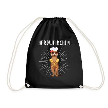 Herdweibchen - Erdmännchen als Herdmännchen - Turnbeutel - Schwarz - Vorne