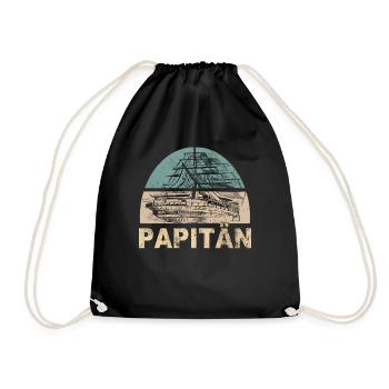 Papitän Vater Papa Kapitän Retro Anker Vatertag - Turnbeutel - Schwarz - Vorne