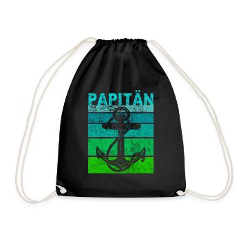 Papitän Vater Papa Kapitän Retro Anker Vatertag - Turnbeutel - Schwarz - Vorne