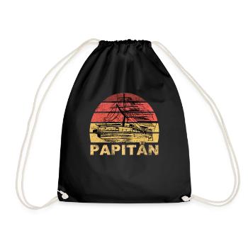 Papitän Vater Papa Kapitän Retro Anker Vatertag - Turnbeutel - Schwarz - Vorne