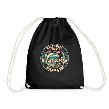 Awesome since 1982. Angel, Angler's Birthday - Drawstring Bag - black - Front