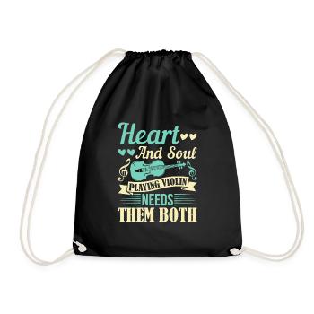 Cœur et âme, elle a besoin de jouer du violon - Sac de sport léger - noir - Devant