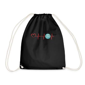Space Travel Planet Heartbeat Heart Solar System P - Drawstring Bag - black - Front