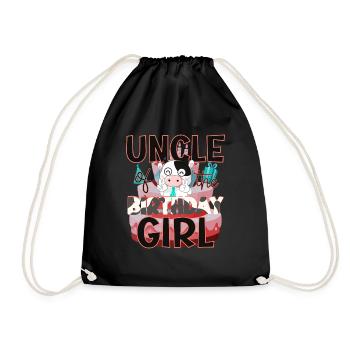 Uncle of The Birthday Girl Cow Matching Family - Drawstring Bag - black - Front
