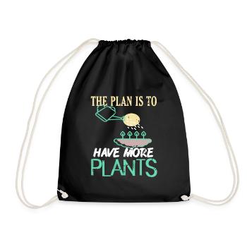 The Plan Is To Have More Plants Retro Gardener - Drawstring Bag - black - Front