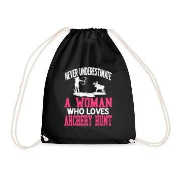 Never Underestimate A Woman Who Loves Archery Hunt - Turnbeutel - Schwarz - Vorne