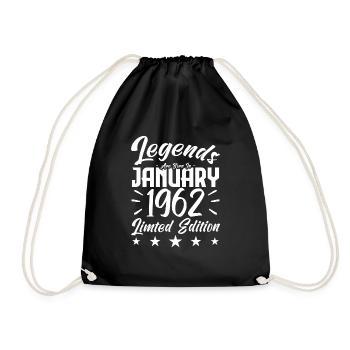 Naissance En Janvier 1962. Cadeau d'anniversaire. - Sac de sport léger - noir - Devant