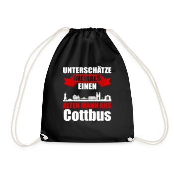 Unterschätze Niemals Einen Alten Mann Aus Cottbus - Turnbeutel - Schwarz - Vorne