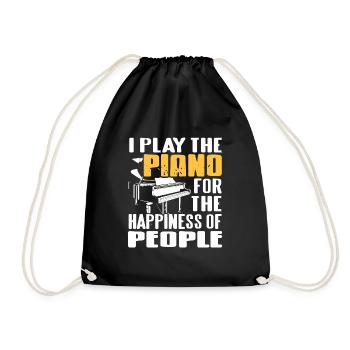 I Play The PIANO For The Happiness Of People Retro - Drawstring Bag - black - Front