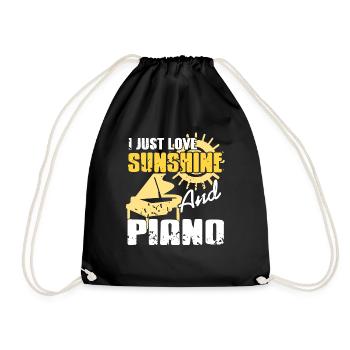 I Just Love Sunshine & Piano Retro Pianist Designs - Drawstring Bag - black - Front