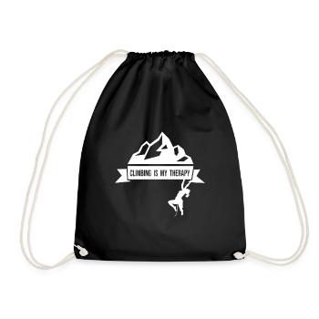 CLIMBING IS MY THERAPY - Hiking Mountains - Drawstring Bag - black - Front