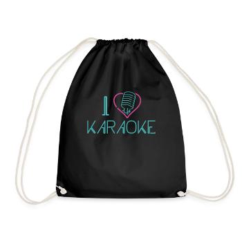 Karaoke Singer Heart 80s Retro I - Drawstring Bag - black - Front