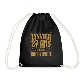Janvier 27 ans. Cadeau 27 ans janvier anniversaire - Sac de sport léger - noir - Devant