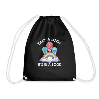 Take A Look It's A Book Retro Rainbow Reading - Turnbeutel - Schwarz - Vorne