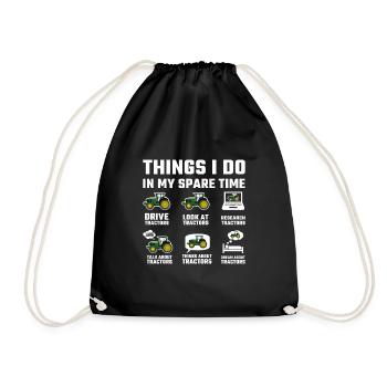 Things I Do In My Spare Time Tractor Farmer - Turnbeutel - Schwarz - Vorne