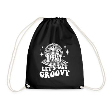 Retro Groovy Club Vintage Party Funny Disco Ball - Drawstring Bag - black - Front