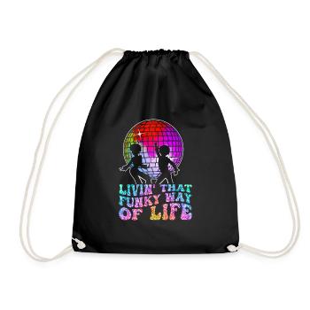 Vintage Retro Disco Fever Lifes Groovy Party Club - Drawstring Bag - black - Front
