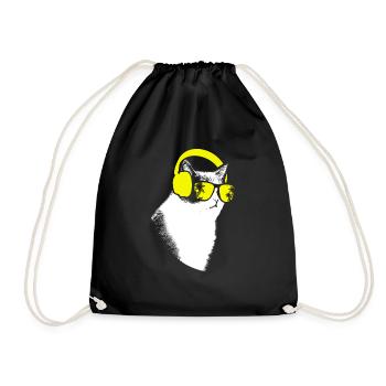 Katze Sonnenbrille Kätzchen Katzenliebe Katzenbesi - Turnbeutel - Schwarz - Vorne