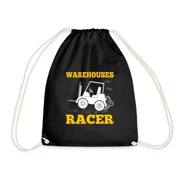 Warehouses Racer Forklift Art For Forklift Driver - Drawstring Bag - black - Front