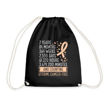 7 Years Uterine Cancer Free Ribbon Movement - Drawstring Bag - black - Front