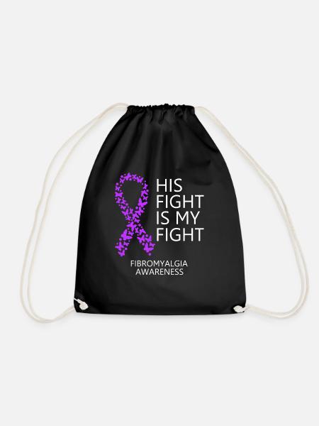 Mois du ruban de fibromyalgie Son combat est mon combat - Sac de sport léger - noir