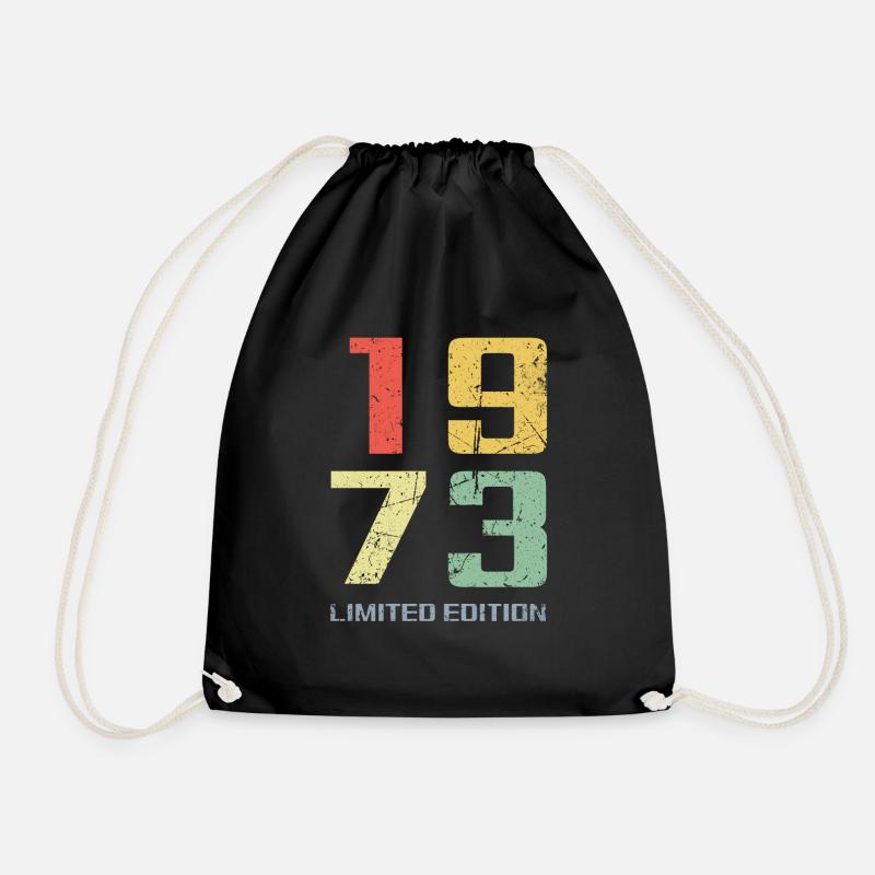 50 years born 1973 retro 50th birthday - Drawstring Bag - black