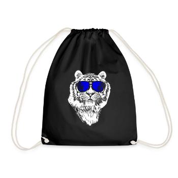 Tiger Sonnenbrille Party Musik Tigerliebe Tigerfan - Turnbeutel - Schwarz - Vorne