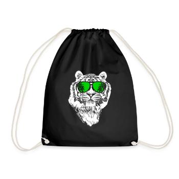 Tiger Sonnenbrille Musik Uralub Tigerliebe Tier Fa - Turnbeutel - Schwarz - Vorne