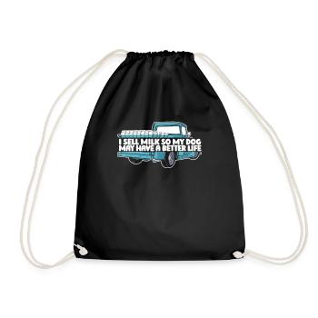 Cow Milk Dog Milk Wagon - Drawstring Bag - black - Front