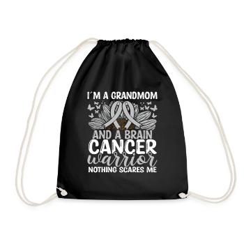 Brain Tumor Ribbon Month Grandma Grandmom - Drawstring Bag - black - Front