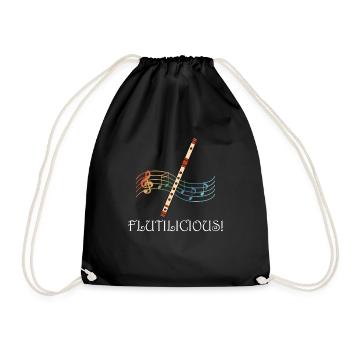 Flutilicious Ironic Saying Concert Musician Flute - Drawstring Bag - black - Front