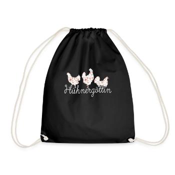 Hühner Hühnergöttin Hühnerhalter Geschenk - Turnbeutel - Schwarz - Vorne