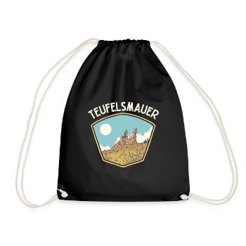 Heimat Harz | Teufelsmauer | Harz Souvenir - Turnbeutel - Schwarz - Vorne