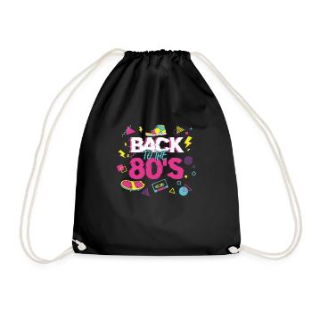 80s 80er Party Outfit Kostüm Back To The 80'S - Turnbeutel - Schwarz - Vorne