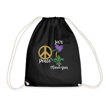 Festival Parade Beads Love Peace Mardi Gras - Turnbeutel - Schwarz - Vorne