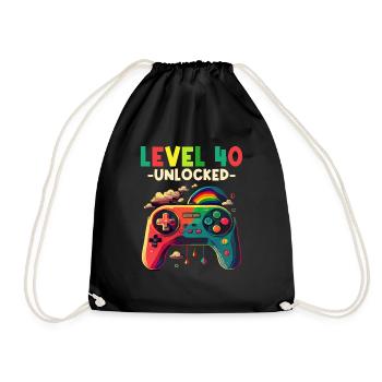 Level 40 Years Gaming 40s 40 Birthday - Drawstring Bag - black - Front