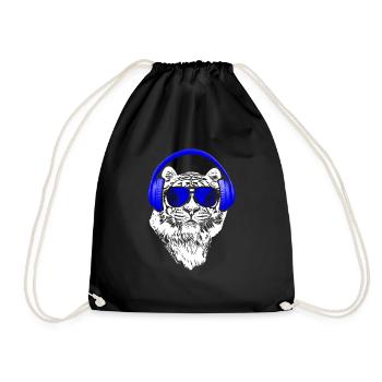 Tiger Sonnenbrille Kopfhörer Party Musik Tigerfans - Turnbeutel - Schwarz - Vorne