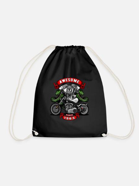 Awesome since 1963, Biker Geburtstag - Turnbeutel - Schwarz