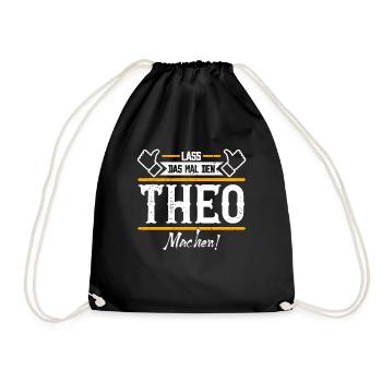 Theo Geschenkidee Geschenk Geburtstag - Turnbeutel - Schwarz - Vorne