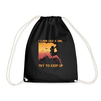 I climb like a girl Rock climbing equipment - Drawstring Bag - black - Front
