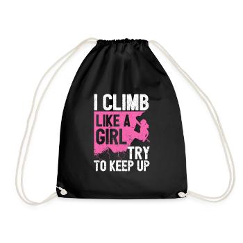 Rock Climber Climbing Like a Girl Women - Drawstring Bag - black - Front