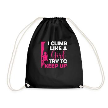 Rock Climber Climbing Like a Girl Women - Drawstring Bag - black - Front