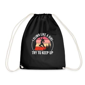 I climb like a girl climbing shirt - Sunset - Drawstring Bag - black - Front