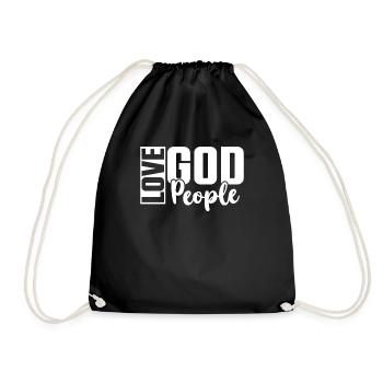 Love God Love People Jesus Christ Church Pray - Turnbeutel - Schwarz - Vorne