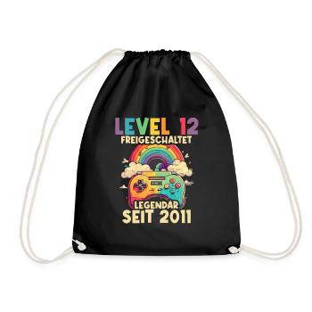 2011 Level 12 Jahre Gaming 12er 12 Geburtstag - Turnbeutel - Schwarz - Vorne