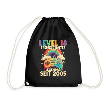 2005 Level 18 Jahre Gaming 18er 18 Geburtstag - Turnbeutel - Schwarz - Vorne